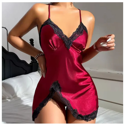 Sexy Backless Lace Detail Nightgown