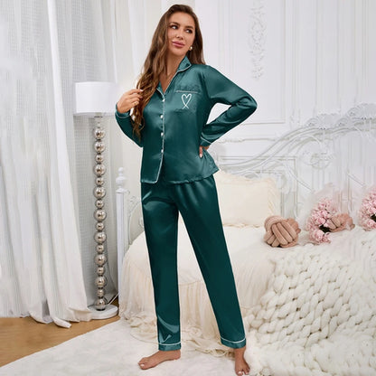 Embroidered Long Sleeve Pajama Set — Two-Piece Sassing Edition