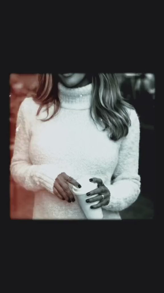 The Couch French Turtleneck Long-Sleeve Sweater Dress